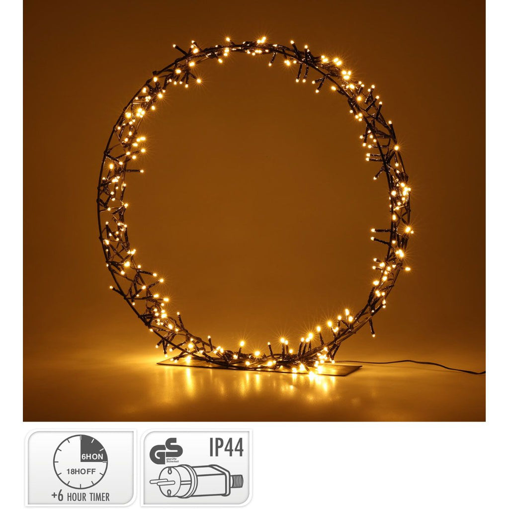 Kerstkrans Op Standaard - 200 Led - 40 Cm - Warm Wit - Timer