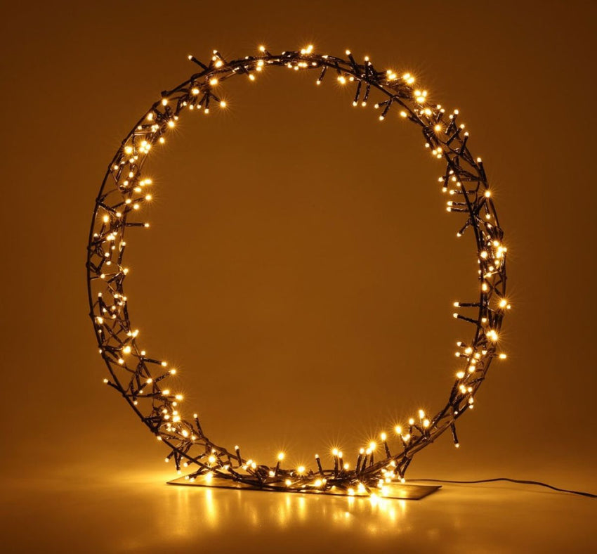 Kerstkrans Op Standaard - 200 Led - 40 Cm - Warm Wit - Timer